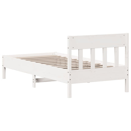 sengeramme uden madras 75x190 cm massivt fyrretræ hvid