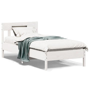 sengeramme uden madras 75x190 cm massivt fyrretræ hvid