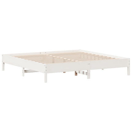 sengeramme uden madras 200x200 cm massivt fyrretræ hvid