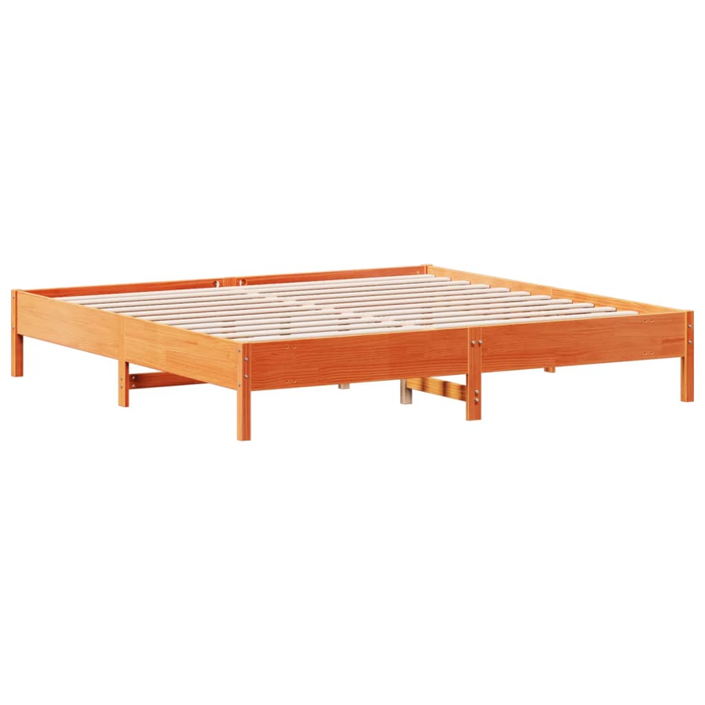 sengeramme uden madras 200x200 cm massivt fyrretræ gyldenbrun
