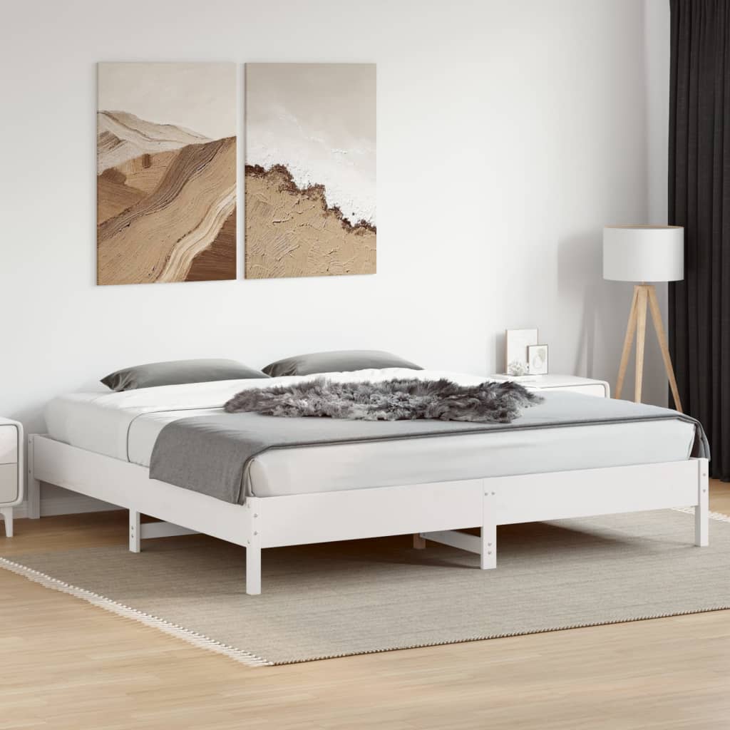 sengeramme uden madras 180x200 cm massivt fyrretræ hvid