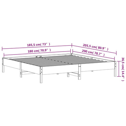 sengeramme uden madras 180x200 cm massivt fyrretræ gyldenbrun