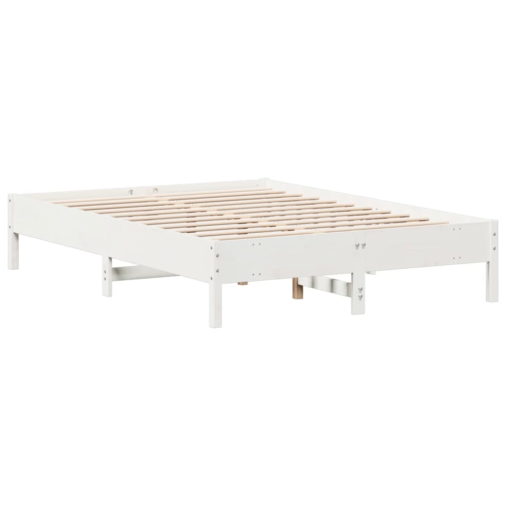 sengeramme uden madras 160x200 cm massivt fyrretræ hvid