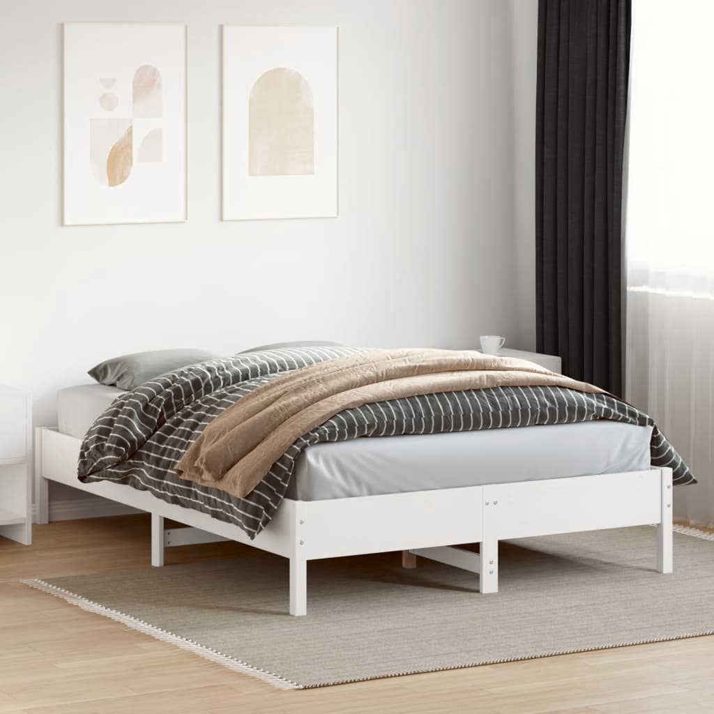 sengeramme uden madras 120x200 cm massivt fyrretræ hvid