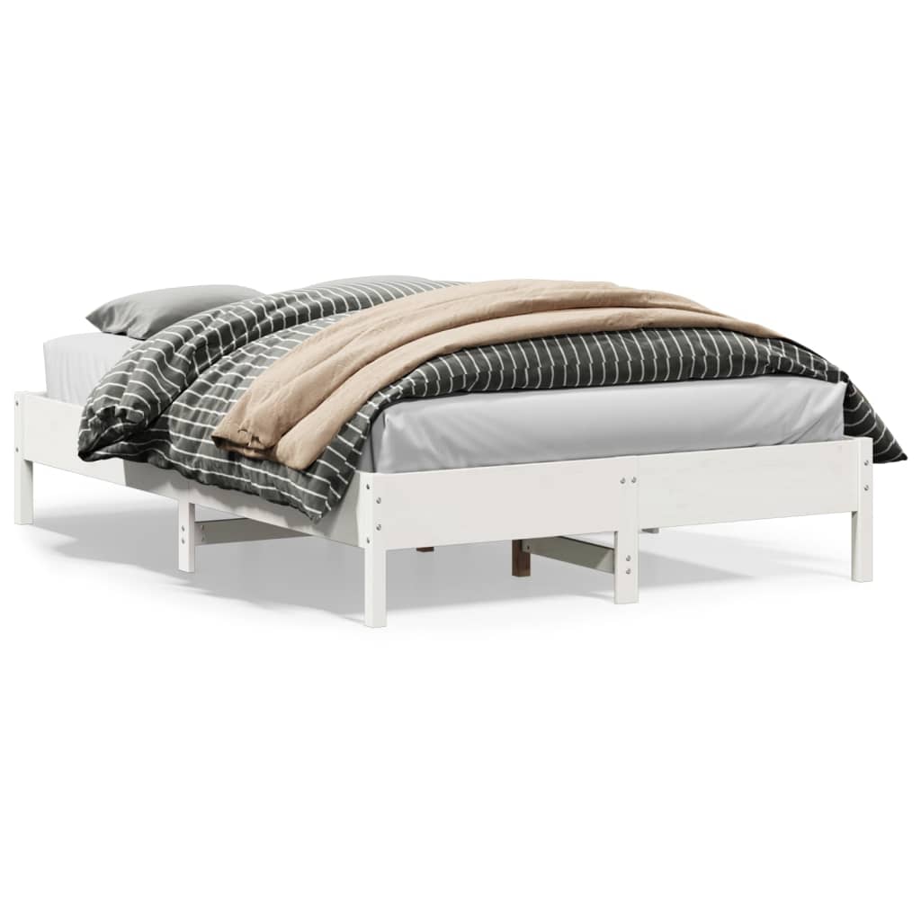 sengeramme uden madras 120x200 cm massivt fyrretræ hvid