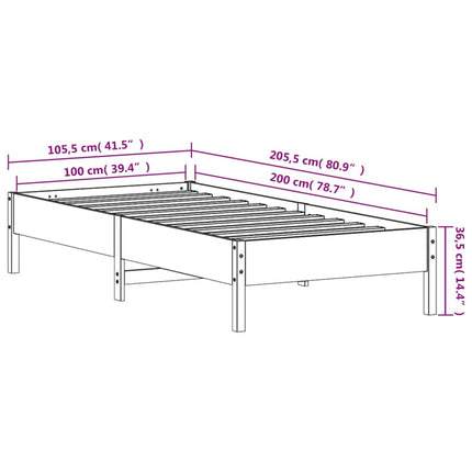 sengeramme uden madras 100x200 cm massivt fyrretræ gyldenbrun