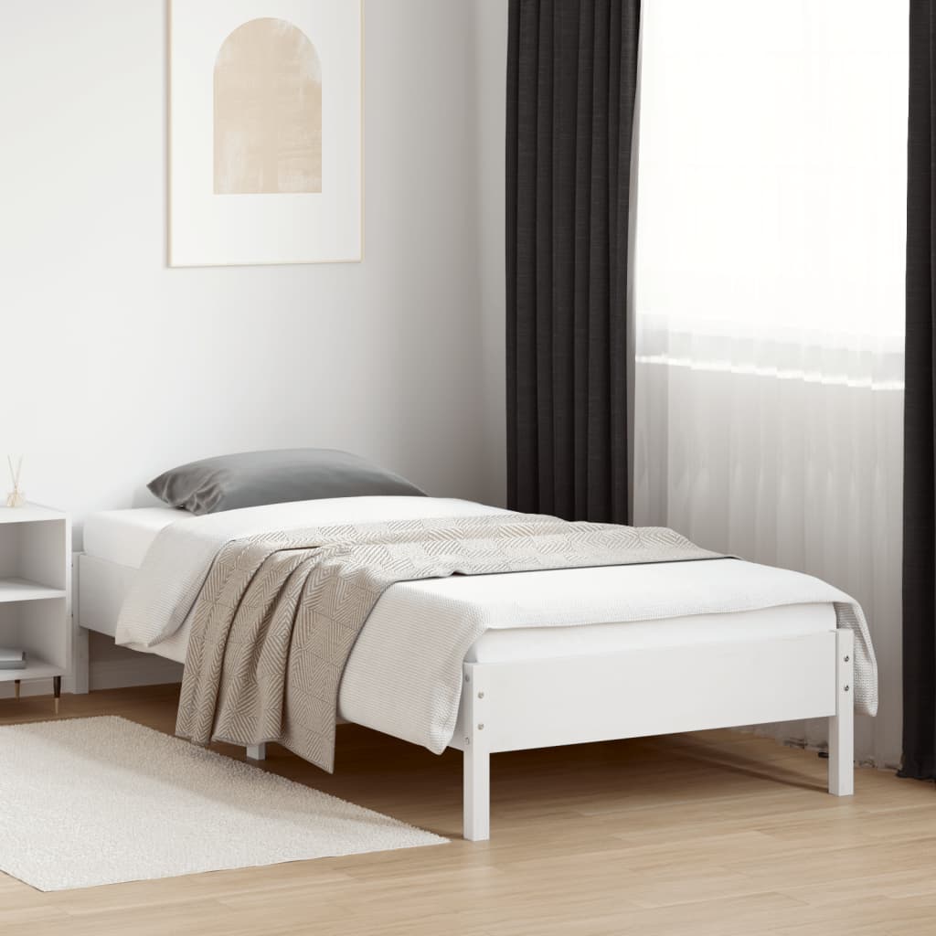 sengeramme uden madras 90x200 cm massivt fyrretræ hvid
