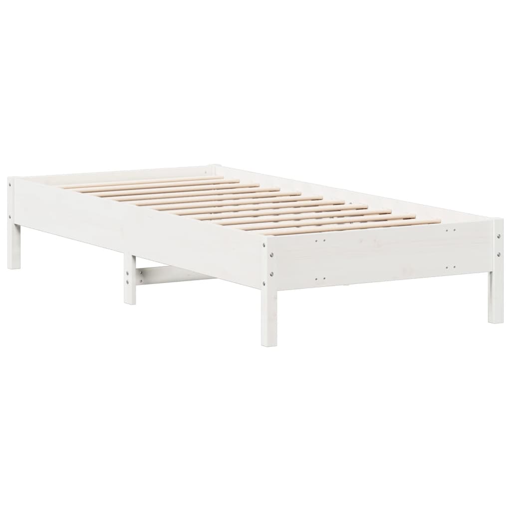 sengeramme uden madras 90x200 cm massivt fyrretræ hvid