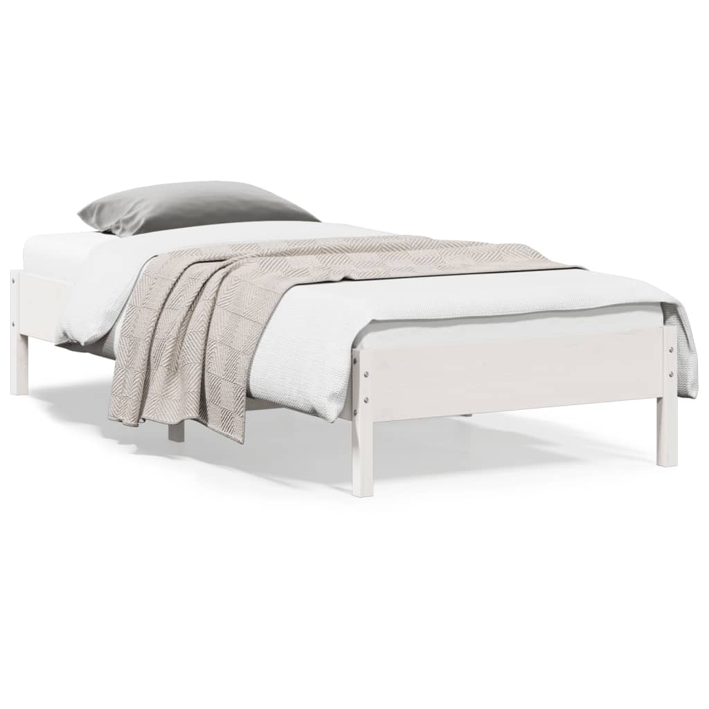 sengeramme uden madras 90x200 cm massivt fyrretræ hvid