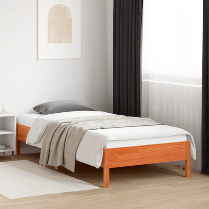 sengeramme uden madras 90x200 cm massivt fyrretræ gyldenbrun