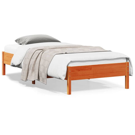 sengeramme uden madras 90x200 cm massivt fyrretræ gyldenbrun