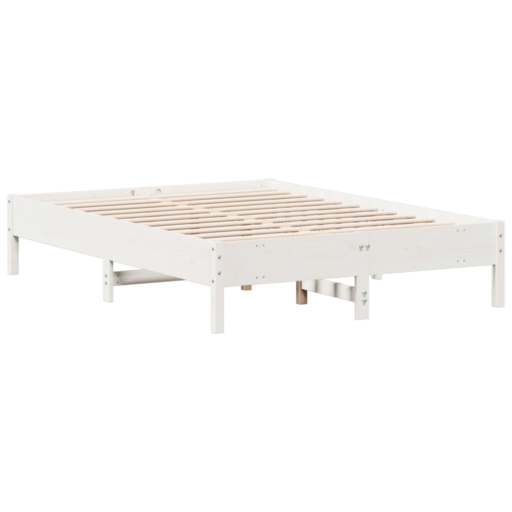 sengeramme uden madras 140x190 cm massivt fyrretræ hvid