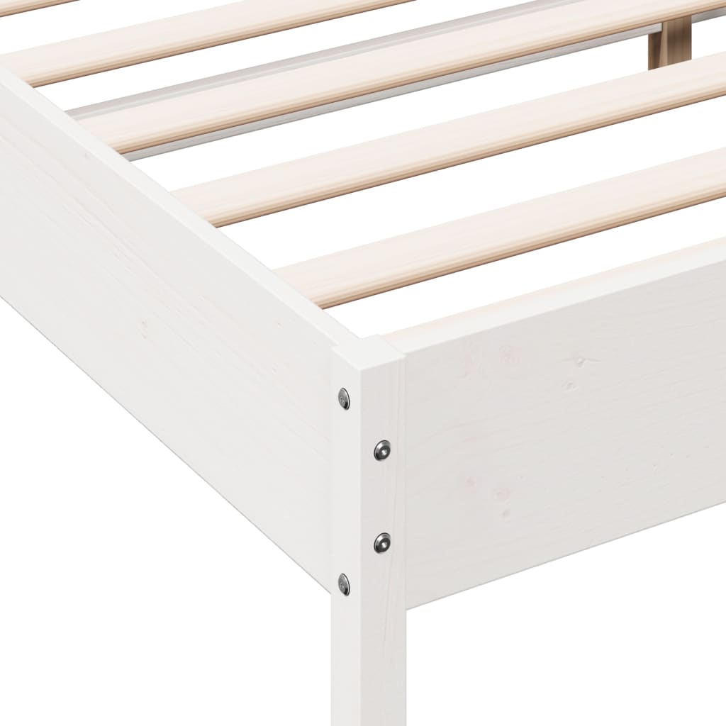 sengeramme uden madras 140x190 cm massivt fyrretræ hvid