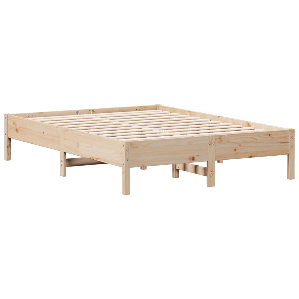 sengeramme uden madras 135x190 cm massivt fyrretræ hvid