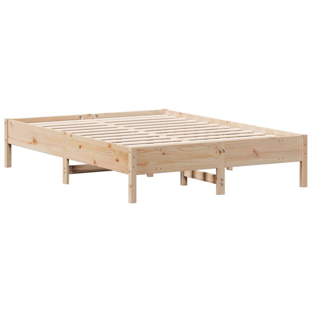sengeramme uden madras 135x190 cm massivt fyrretræ hvid