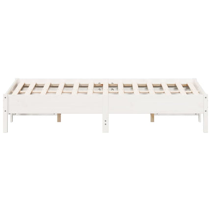 sengeramme uden madras 135x190 cm massivt fyrretræ hvid