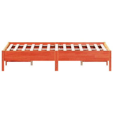 sengeramme uden madras 135x190 cm massivt fyrretræ brun