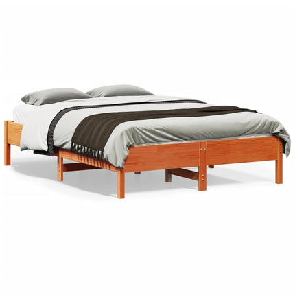 sengeramme uden madras 135x190 cm massivt fyrretræ brun