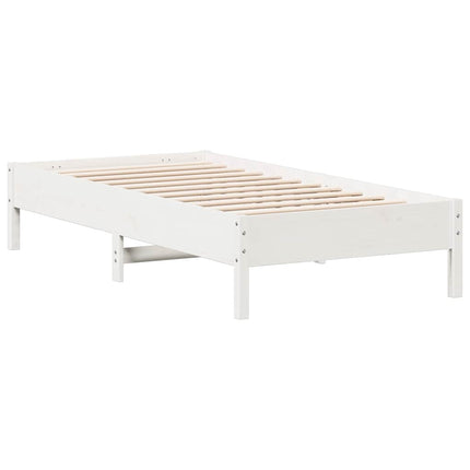 sengeramme uden madras 75x190 cm massivt fyrretræ hvid