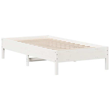 sengeramme uden madras 75x190 cm massivt fyrretræ hvid