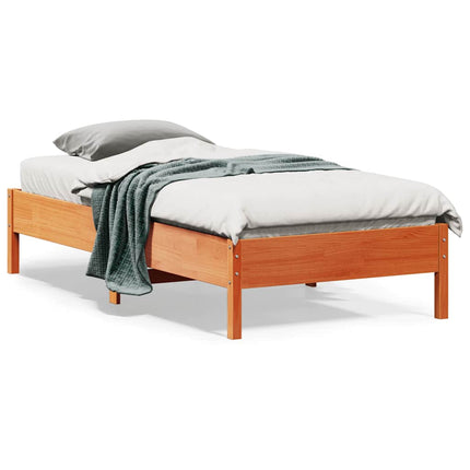 sengeramme uden madras 75x190 cm massivt fyrretræ gyldenbrun