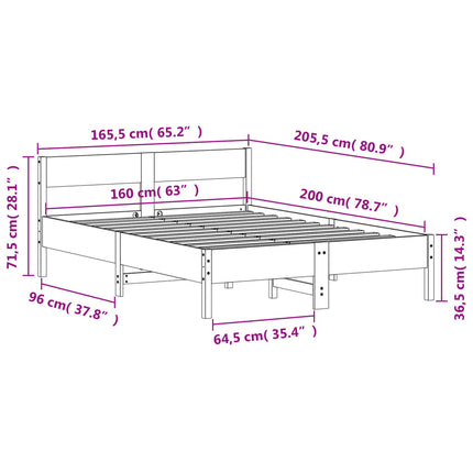 sengeramme uden madras 160x200 cm massivt fyrretræ