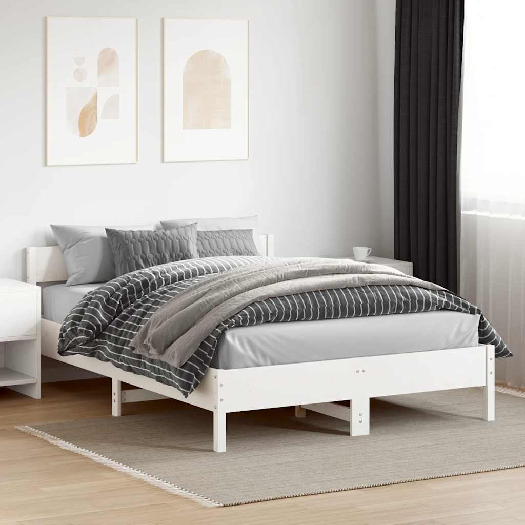 sengeramme uden madras 160x200 cm massivt fyrretræ hvid