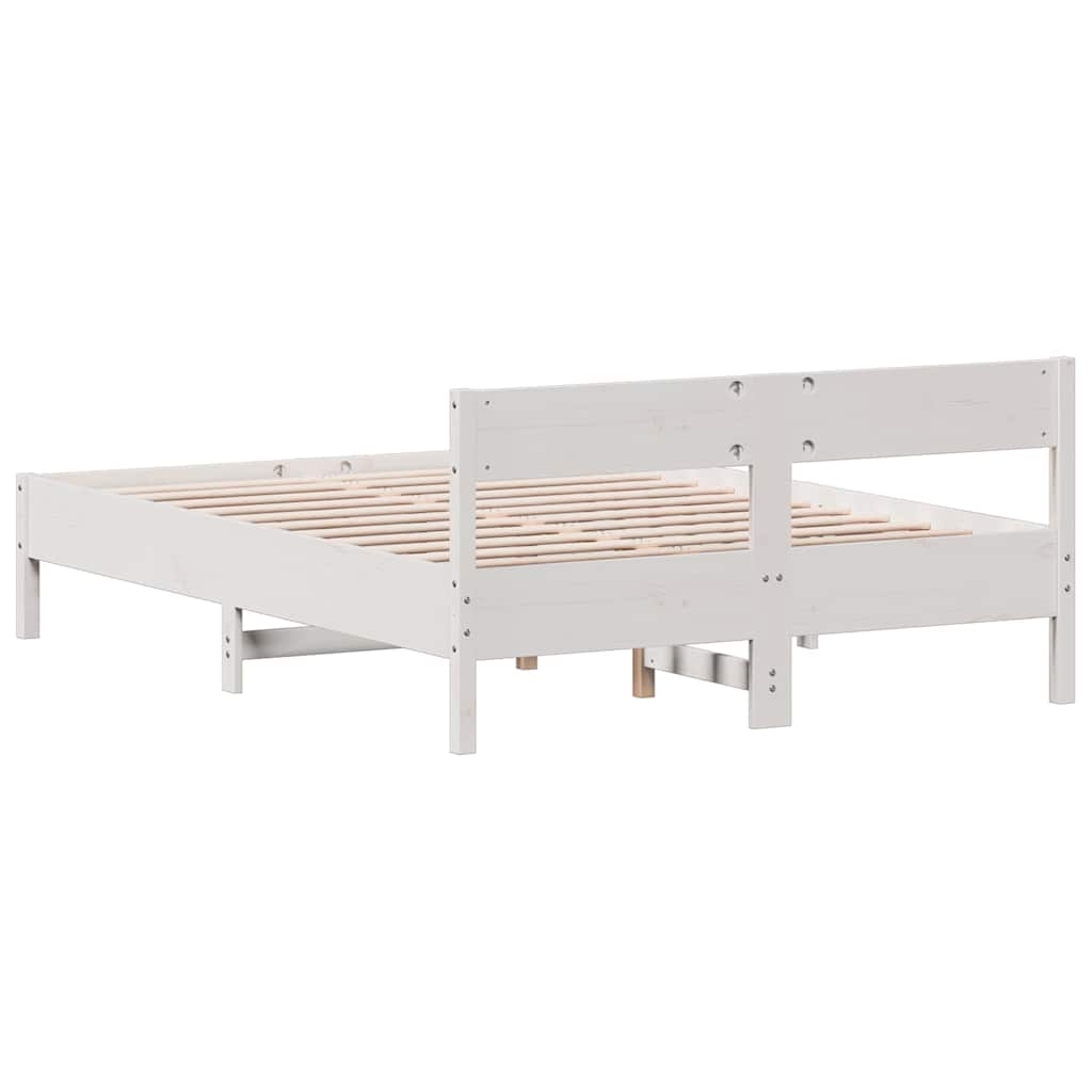 sengeramme uden madras 160x200 cm massivt fyrretræ hvid