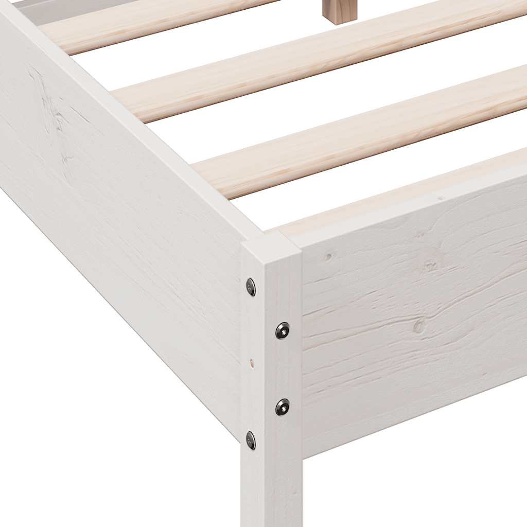 sengeramme uden madras 150x200 cm massivt fyrretræ hvid
