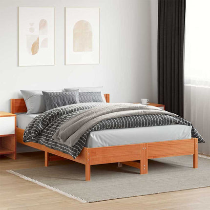 sengeramme uden madras 150x200 cm massivt fyrretræ gyldenbrun