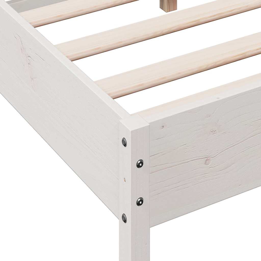 sengeramme uden madras 120x200 cm massivt fyrretræ hvid