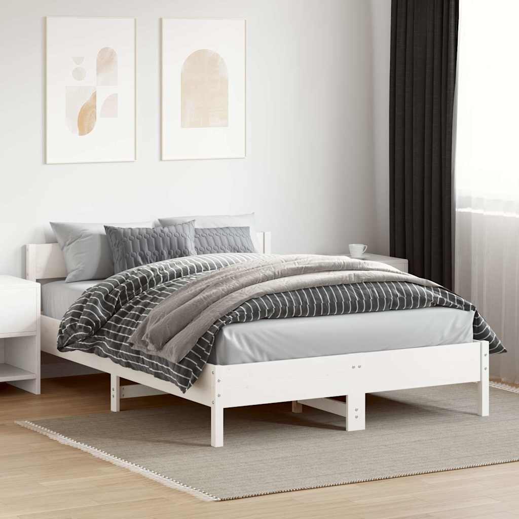 sengeramme uden madras 120x200 cm massivt fyrretræ hvid