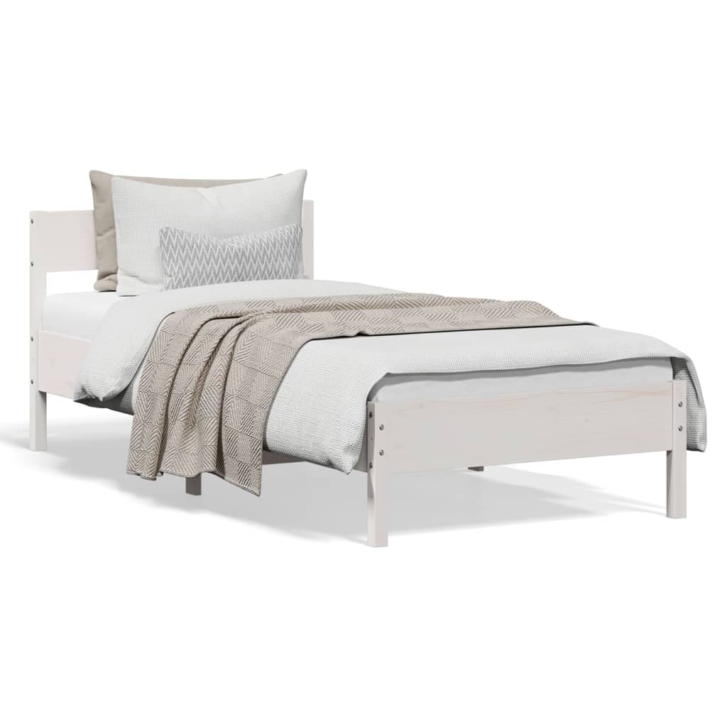 sengeramme uden madras 100x200 cm massivt fyrretræ hvid