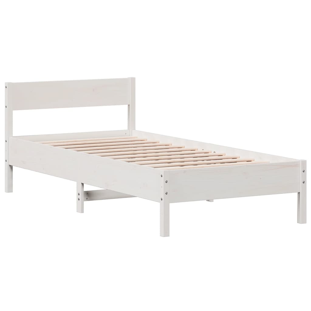 sengeramme uden madras 100x200 cm massivt fyrretræ hvid