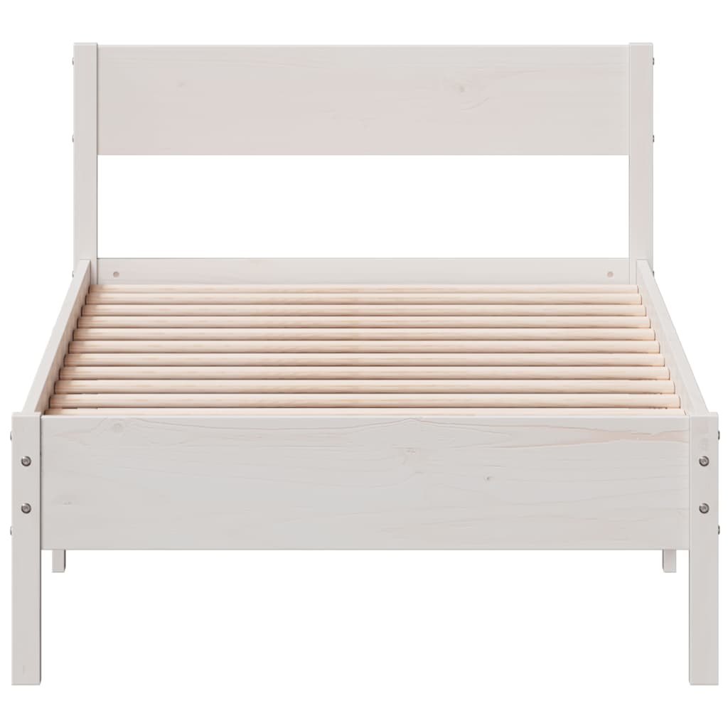 sengeramme uden madras 100x200 cm massivt fyrretræ hvid