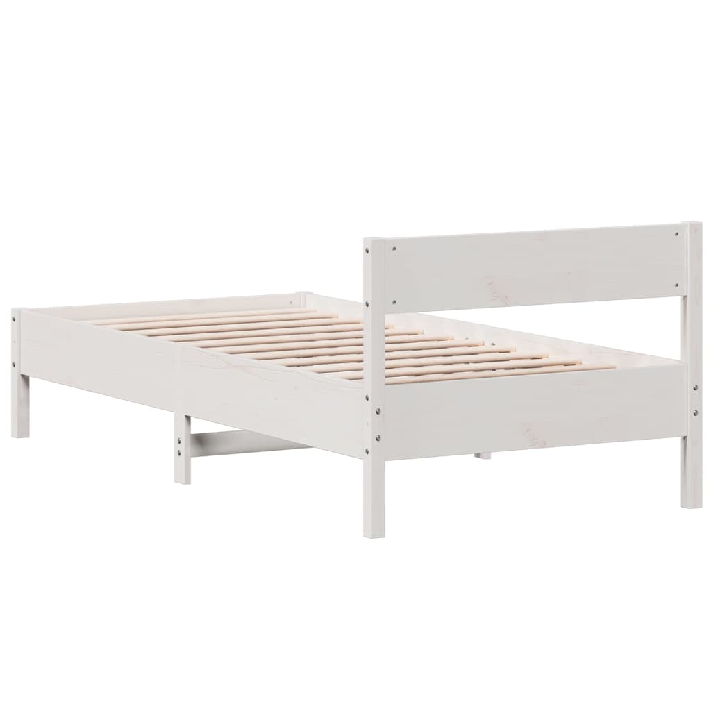 sengeramme uden madras 100x200 cm massivt fyrretræ hvid