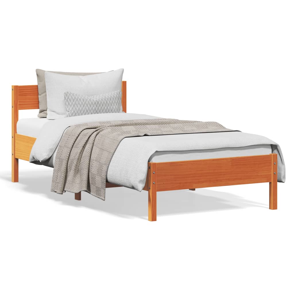 sengeramme uden madras 100x200 cm massivt fyrretræ gyldenbrun
