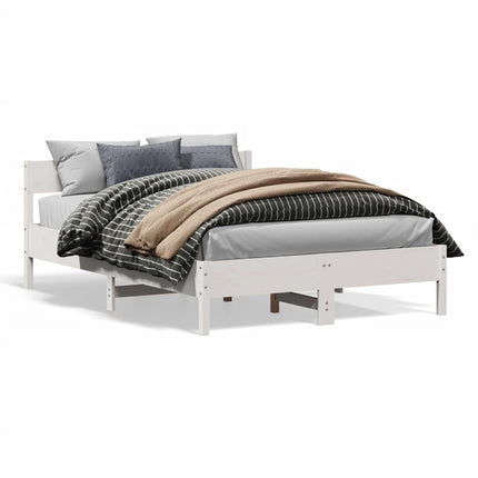 sengeramme uden madras 140x190 cm massivt fyrretræ hvid