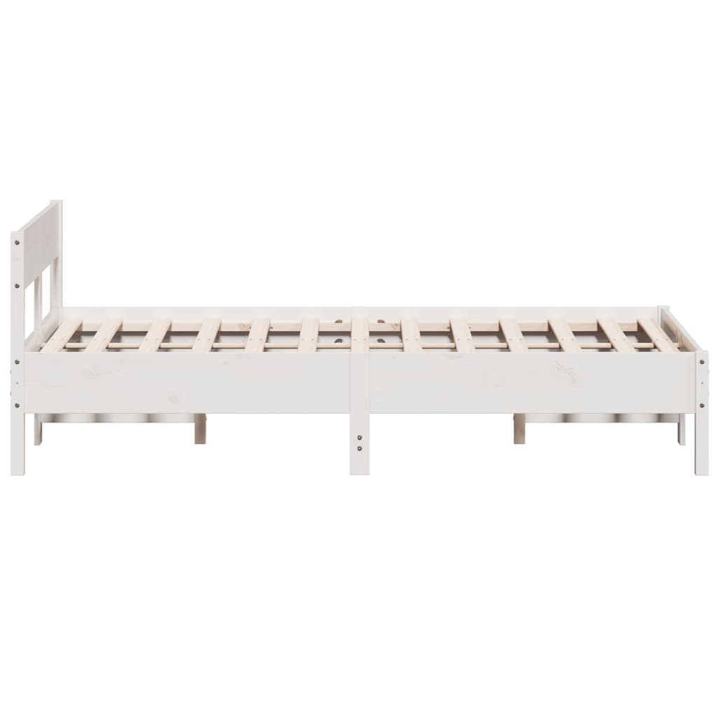 sengeramme uden madras 140x190 cm massivt fyrretræ hvid