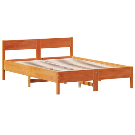 sengeramme uden madras 140x190 cm massivt fyrretræ gyldenbrun