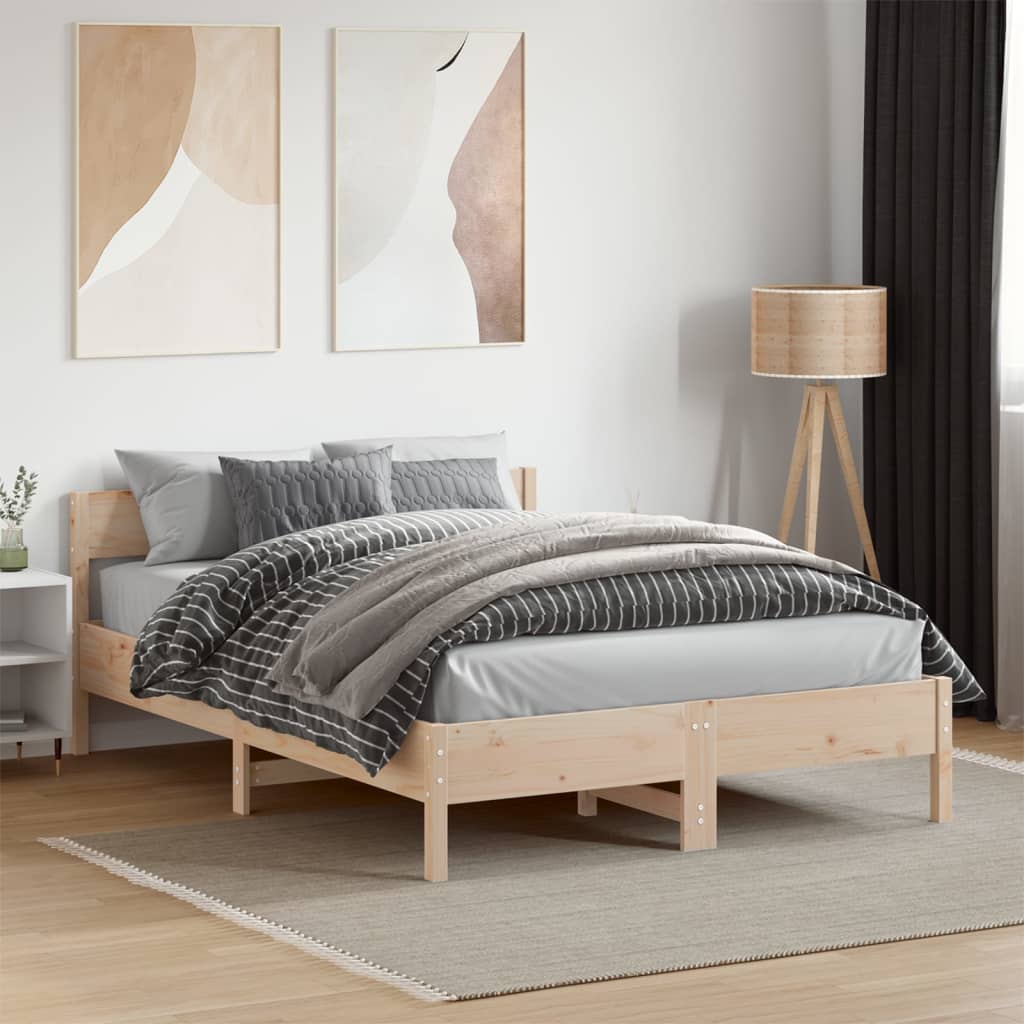 sengeramme uden madras 135x190 cm massivt fyrretræ hvid