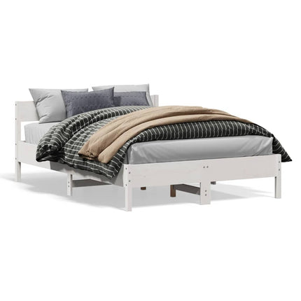 sengeramme uden madras 135x190 cm massivt fyrretræ hvid