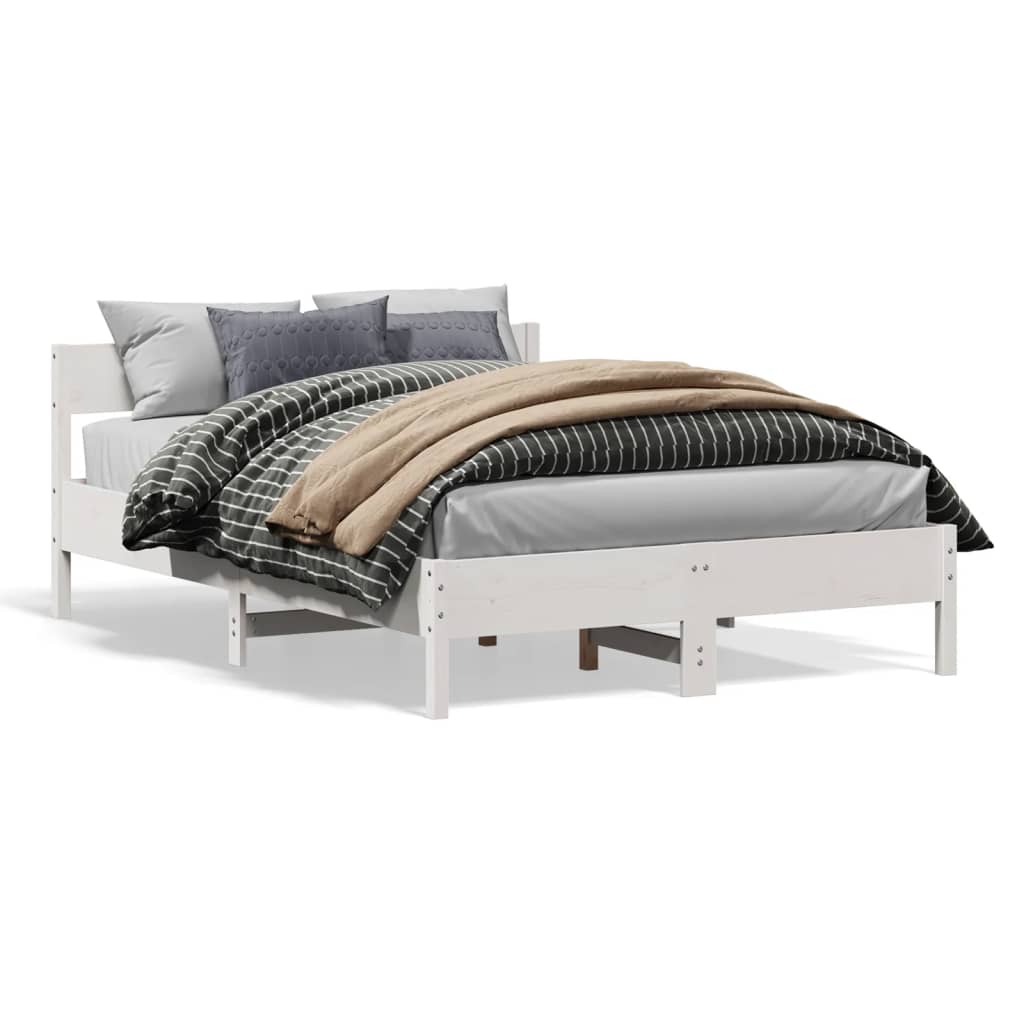 sengeramme uden madras 135x190 cm massivt fyrretræ hvid