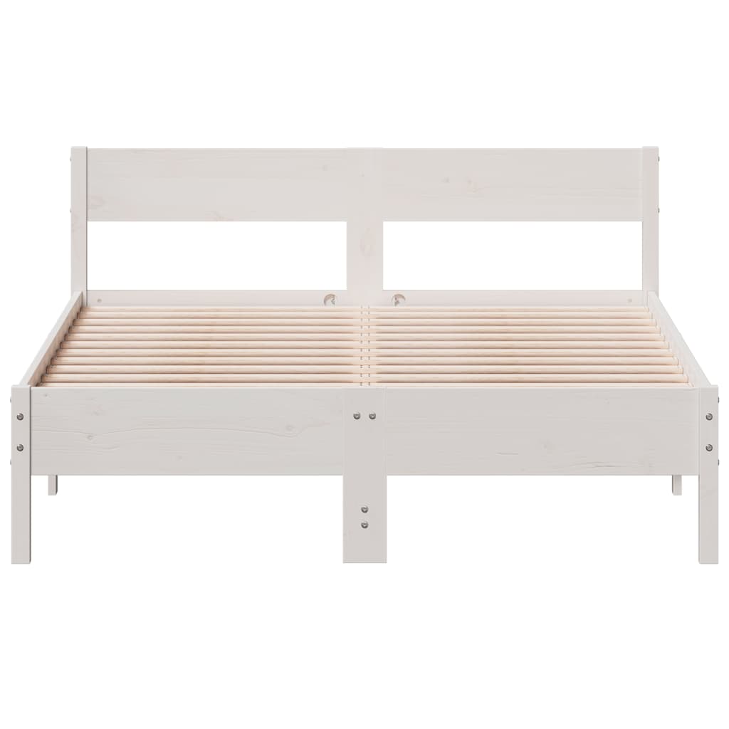 sengeramme uden madras 135x190 cm massivt fyrretræ hvid