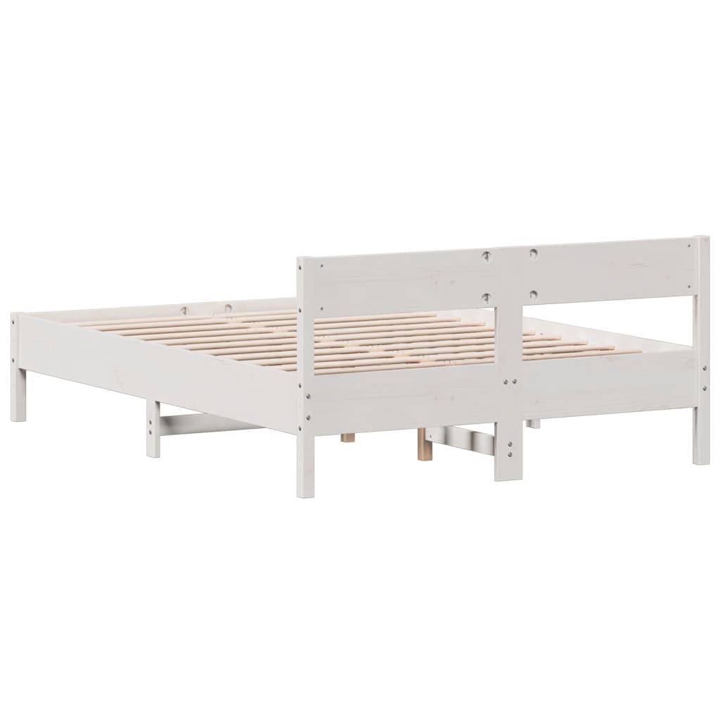 sengeramme uden madras 135x190 cm massivt fyrretræ hvid