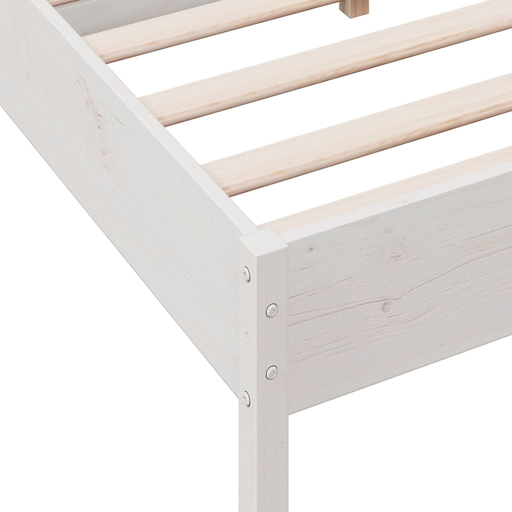 sengeramme uden madras 135x190 cm massivt fyrretræ hvid