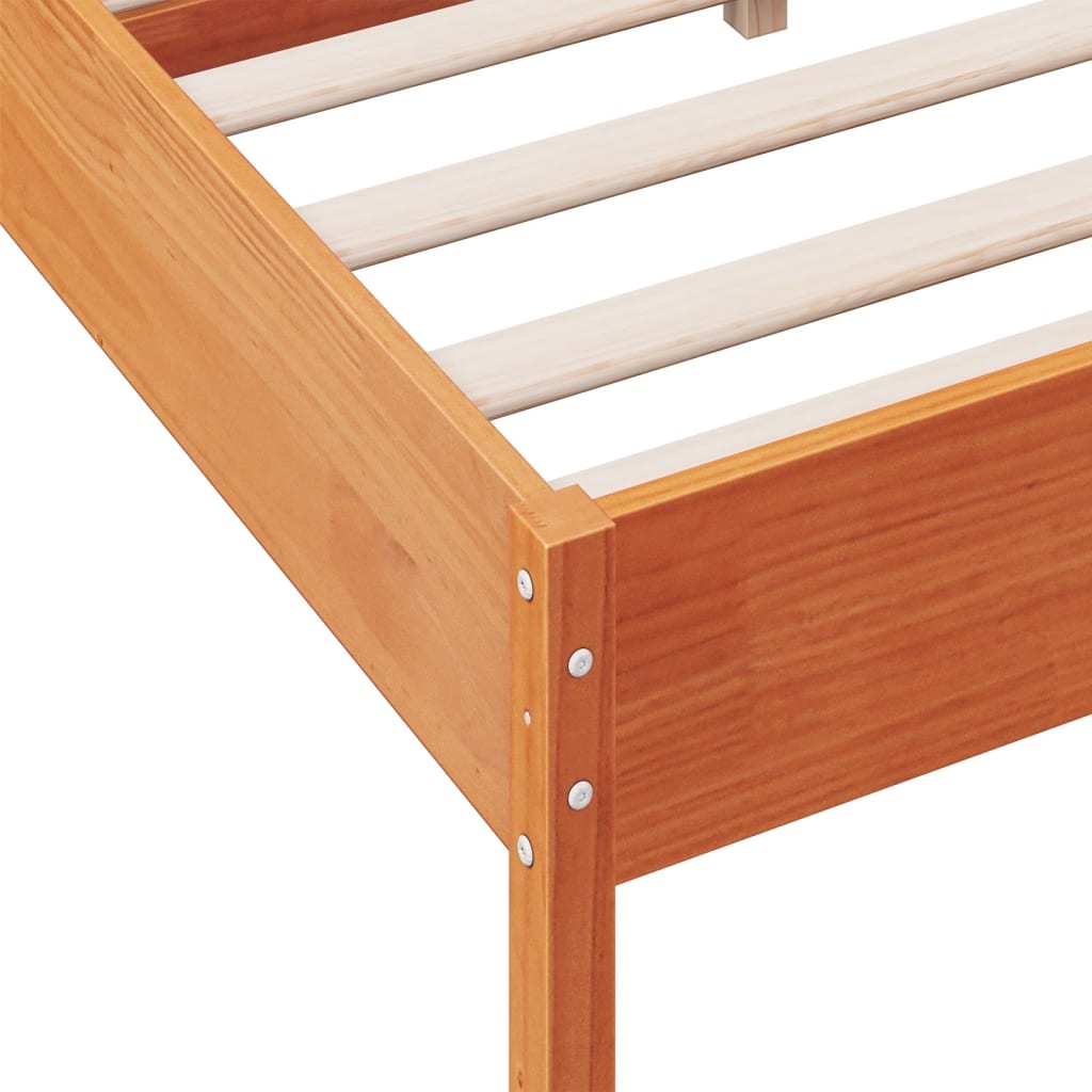 sengeramme uden madras 135x190 cm massivt fyrretræ brun