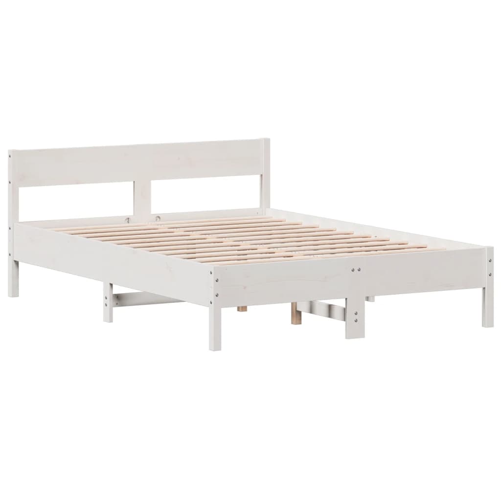 sengeramme uden madras 120x190 cm massivt fyrretræ hvid