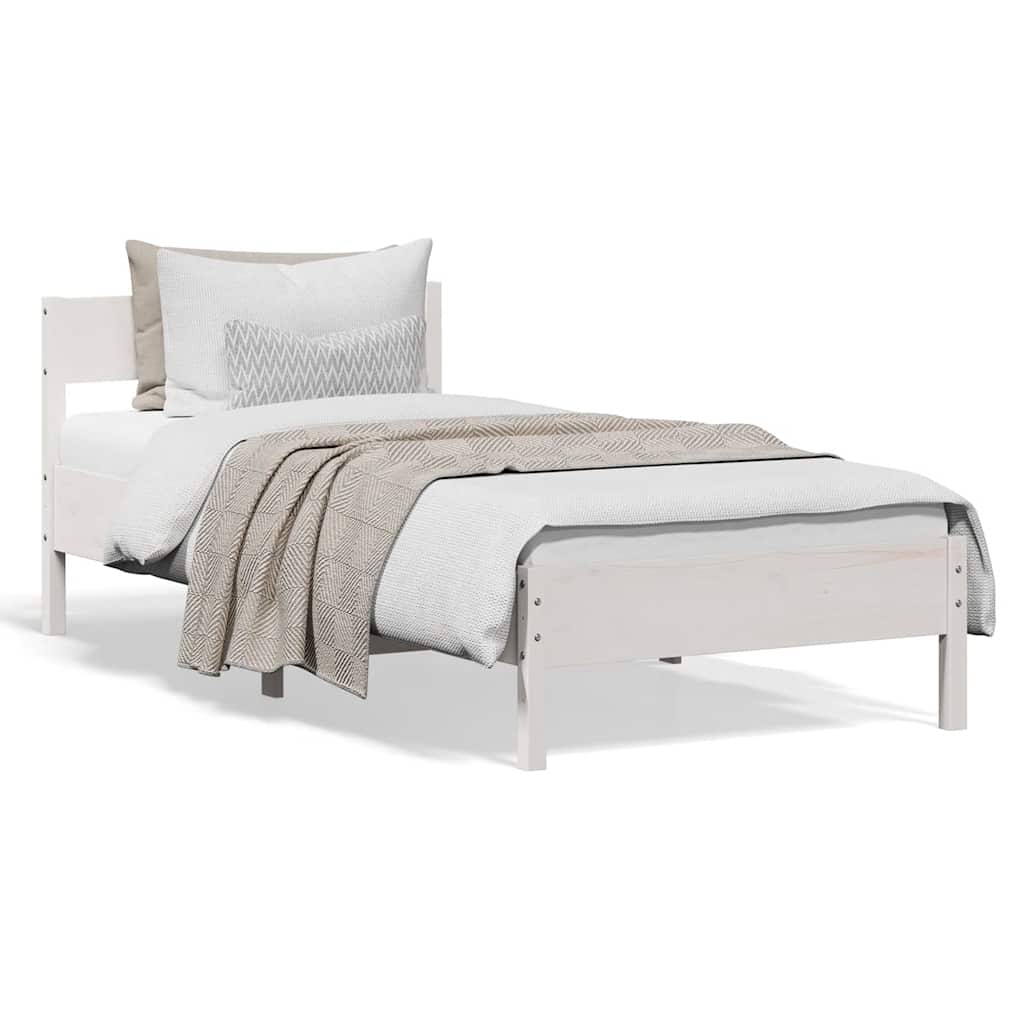 sengeramme uden madras 90x190 cm massivt fyrretræ hvid