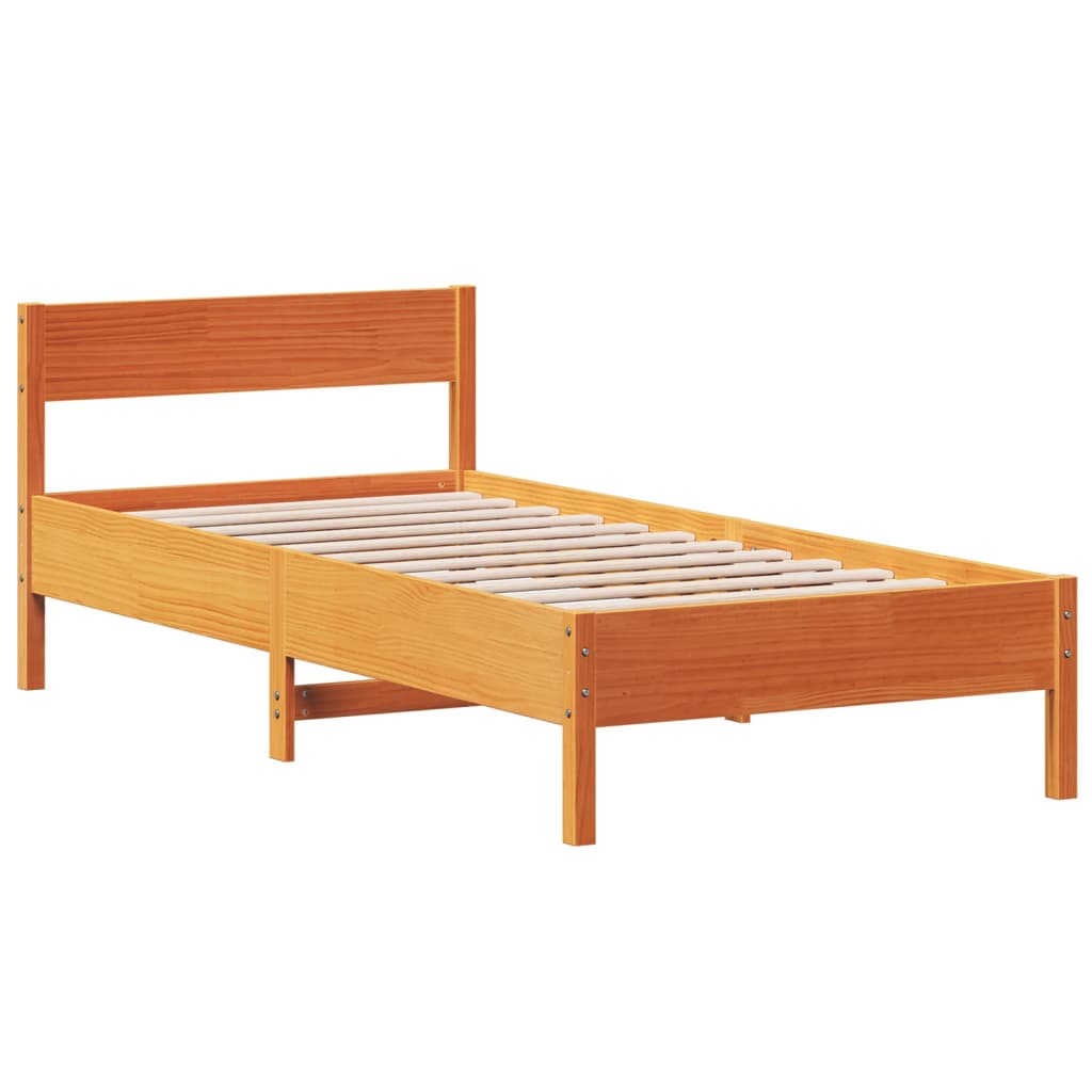 sengeramme uden madras 90x190 cm massivt fyrretræ gyldenbrun